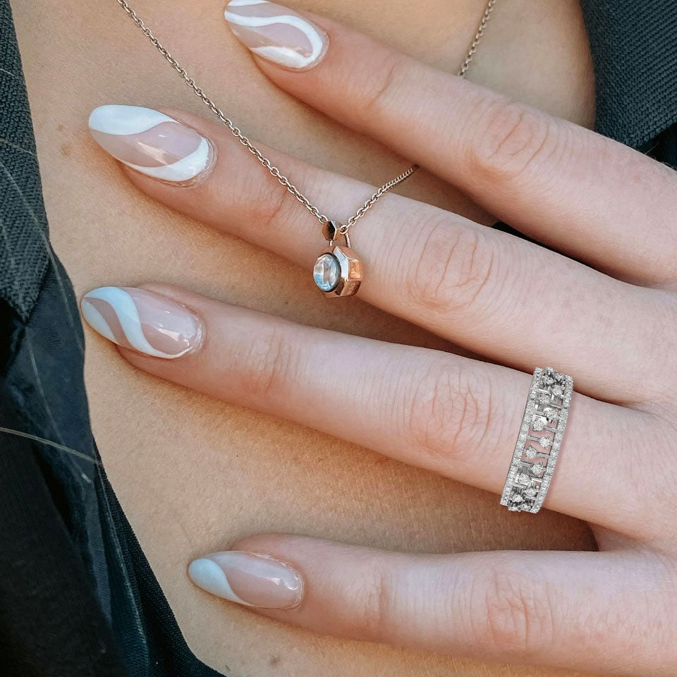 Starlit Harmony Band - Model View in White Gold - Diamond Ring by Moena