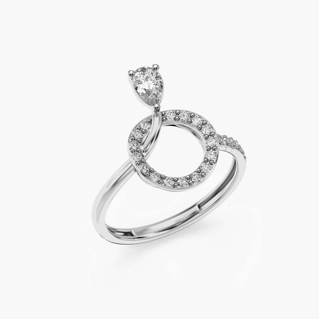 Orbit Bloom Diamond Ring - 3D View in White Gold - Diamond Ring by Moena