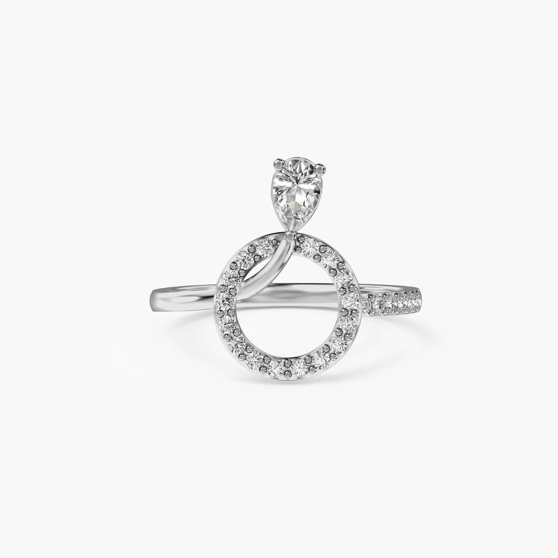 Orbit Bloom Diamond Ring - Top View in White Gold - Diamond Ring by Moena