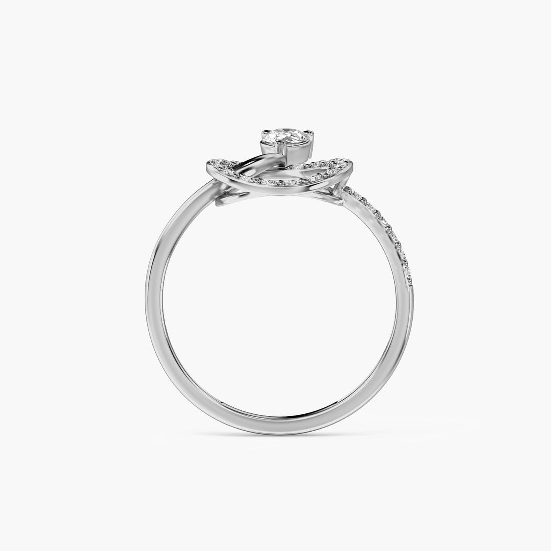 Orbit Bloom Diamond Ring - Front View in White Gold - Diamond Ring by Moena