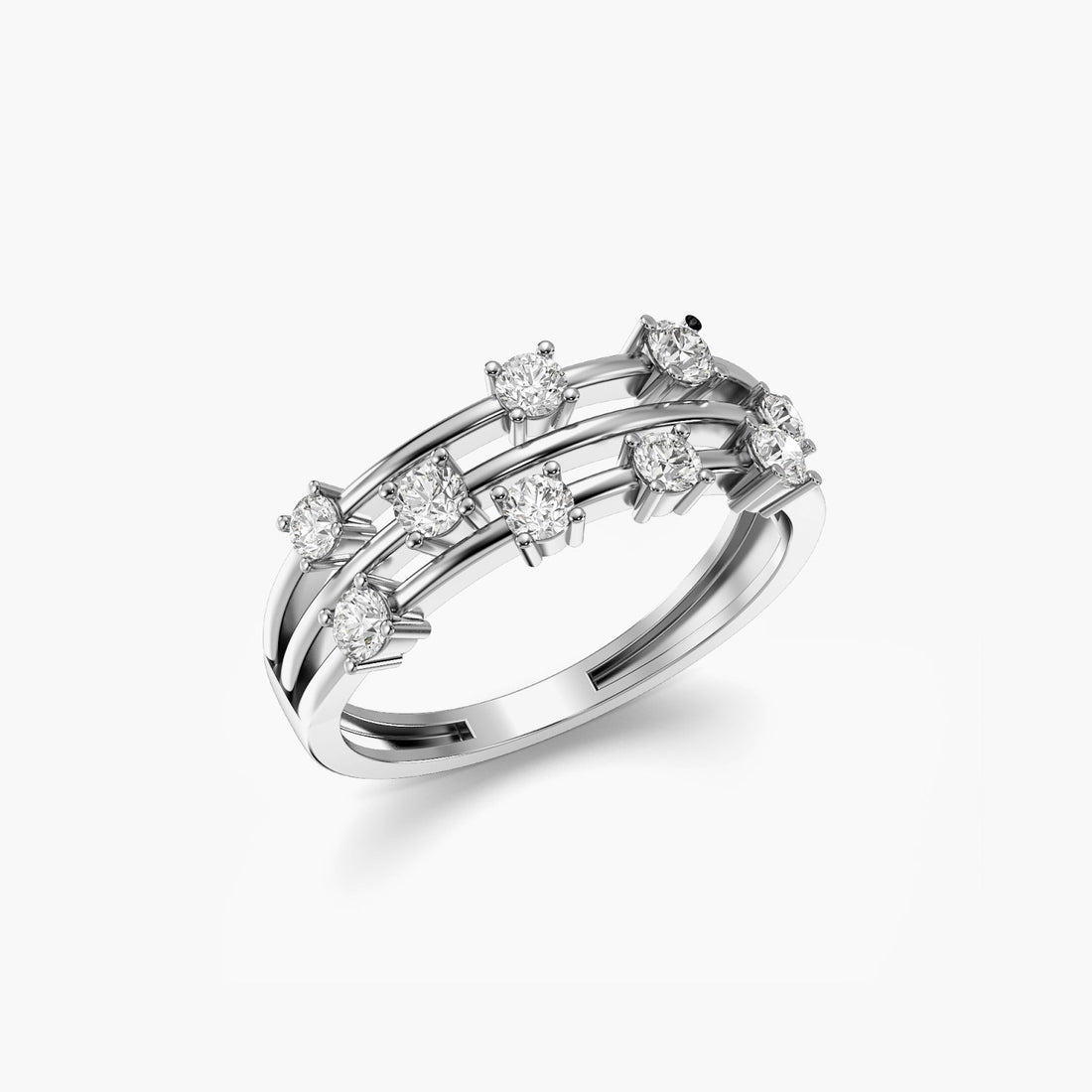 Skyline Baguette Ring - 3D View in White Gold - Baguette Diamond Ring by Moena