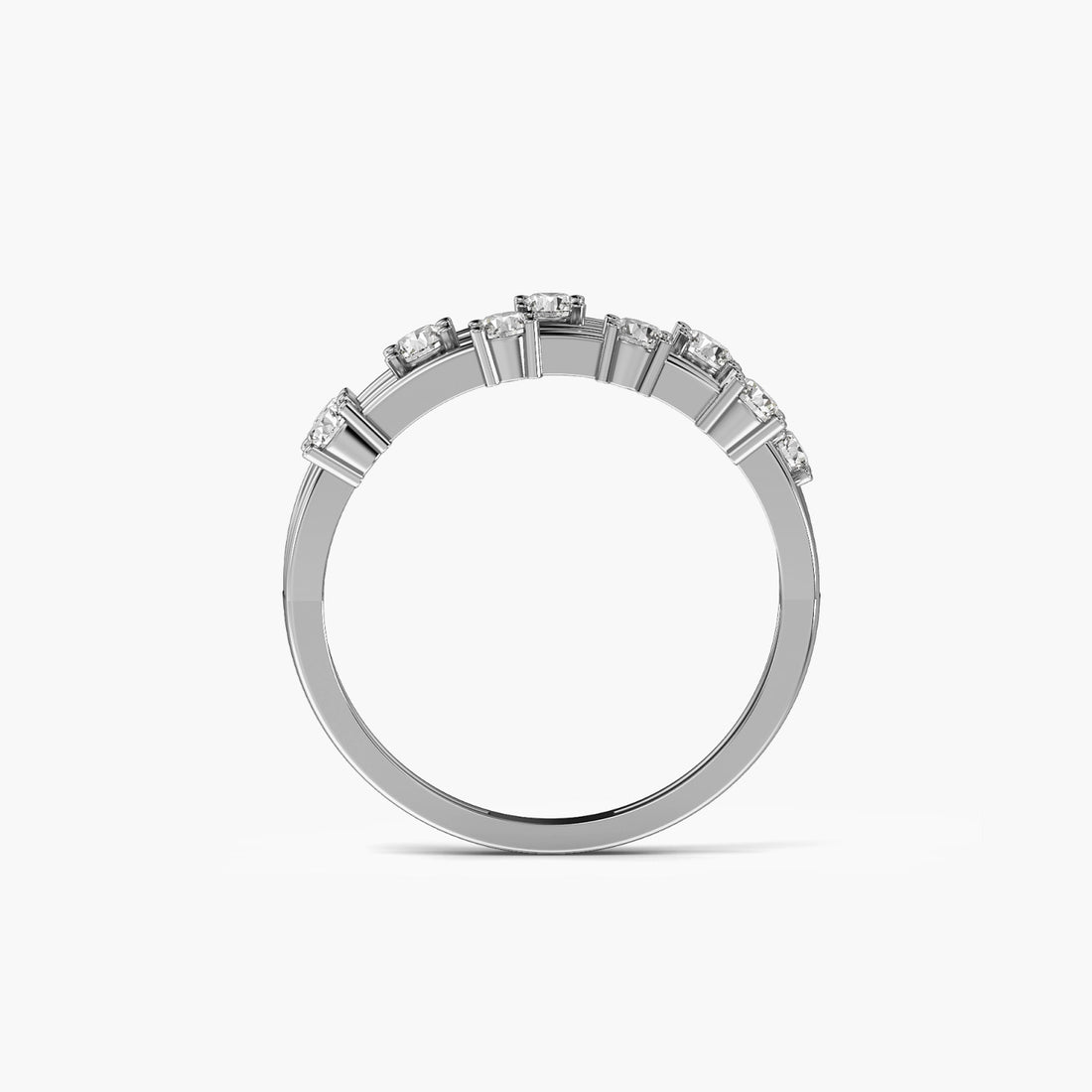 Skyline Baguette Ring - Front View in White Gold - Baguette Diamond Ring by Moena