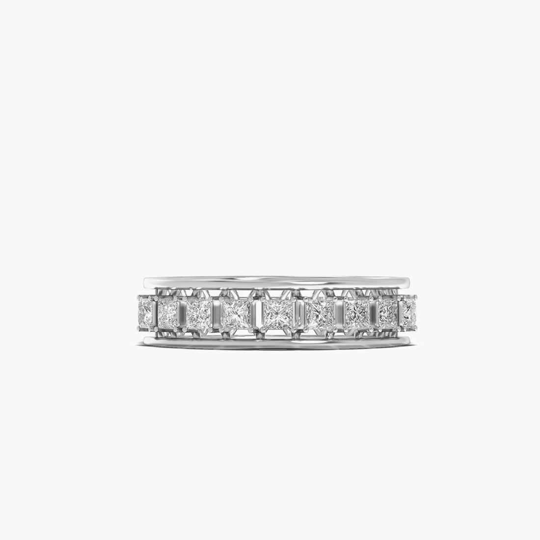 Lattice Glow Band - Top View in White Gold - Diamond Ring by Moena