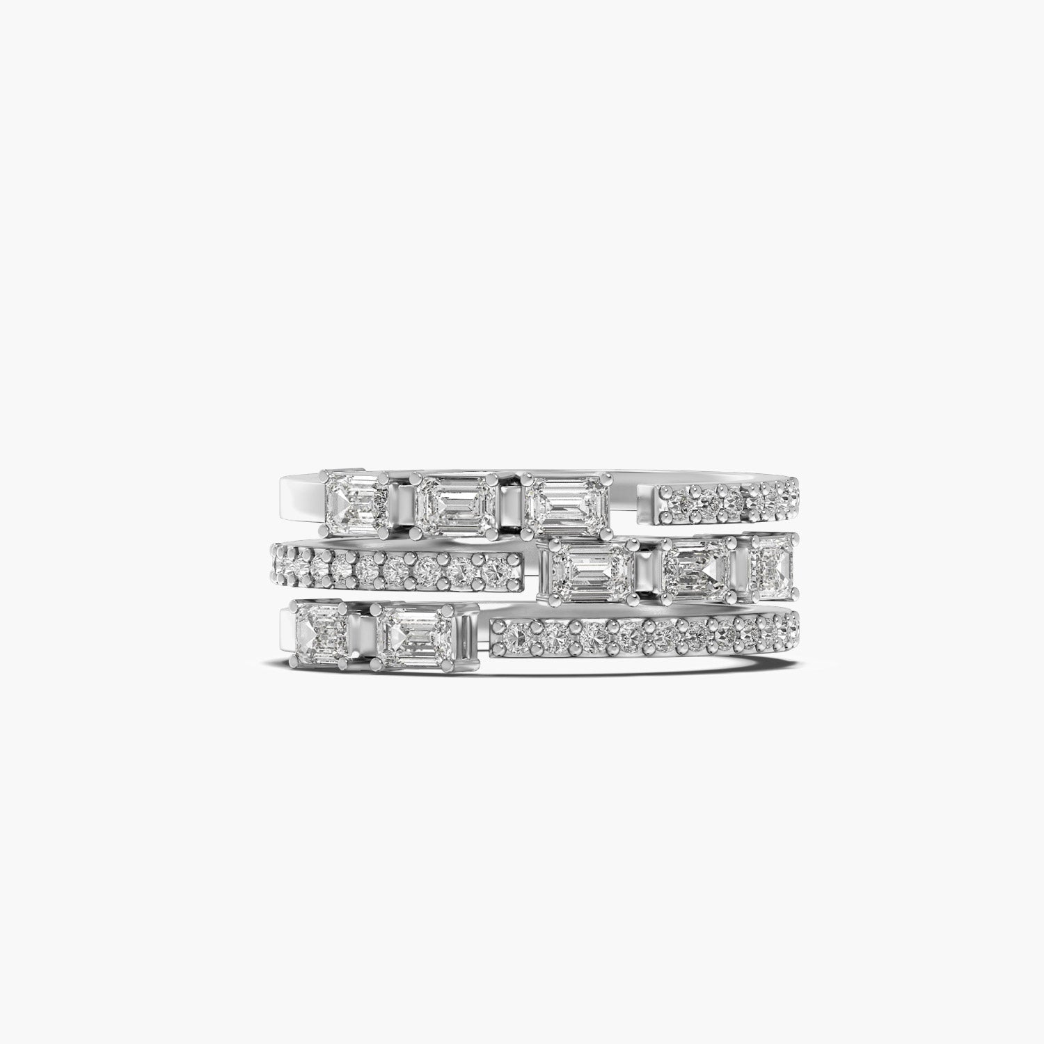Trio Glam Band - Top View in White Gold - Diamond Ring by Moena