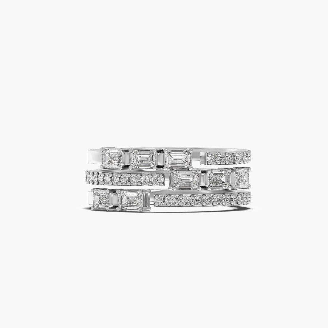 Trio Glam Band - Top View in White Gold - Diamond Ring by Moena