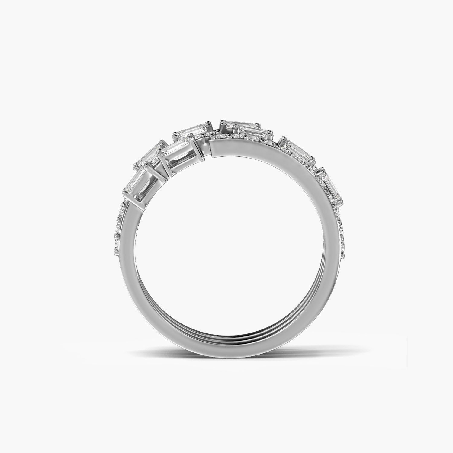 Trio Glam Band - Front View in White Gold - Diamond Ring by Moena