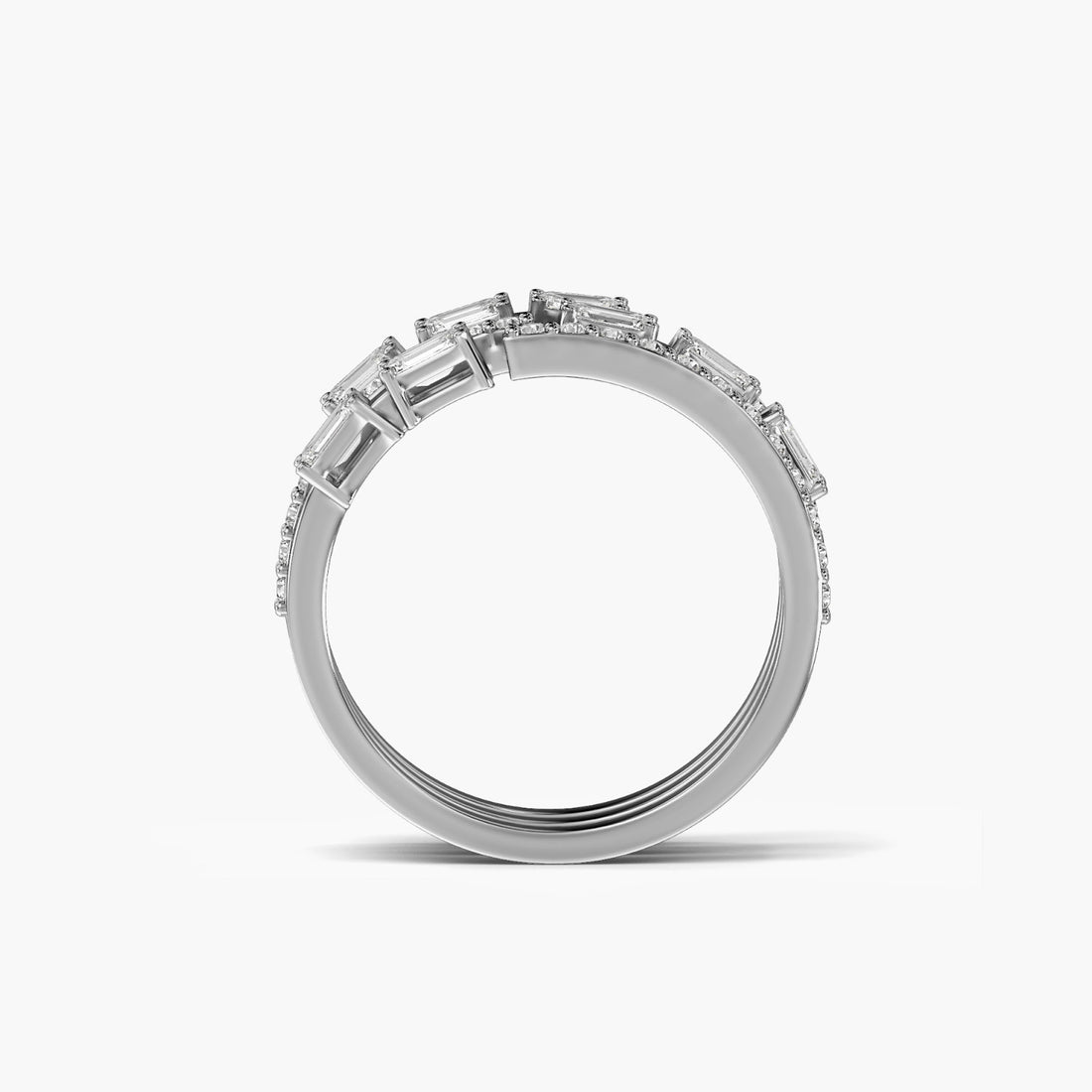 Trio Glam Band - Front View in White Gold - Diamond Ring by Moena