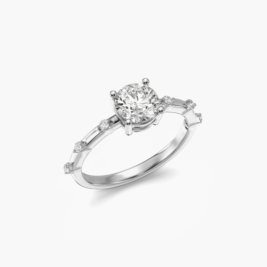 Solitaire Grace Ring - 3D View in White Gold - Diamond Ring by Moena