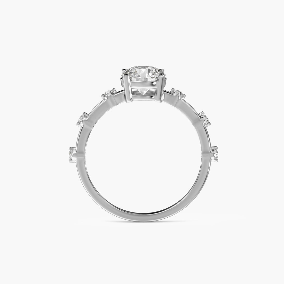 Solitaire Grace Ring - Front View in White Gold - Diamond Ring by Moena