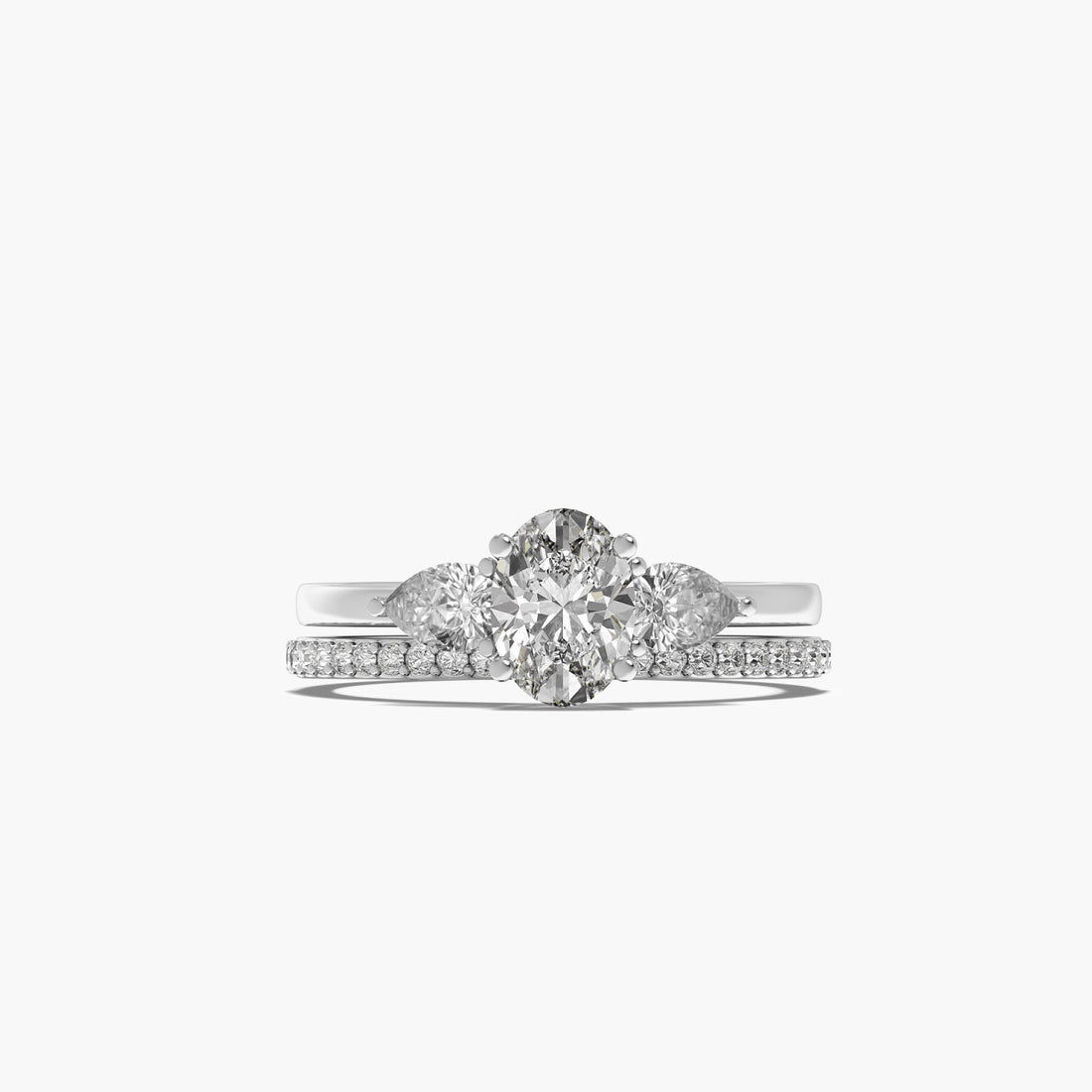 Regal Halo Trio Ring - Top View in White Gold - Diamond Ring by Moena