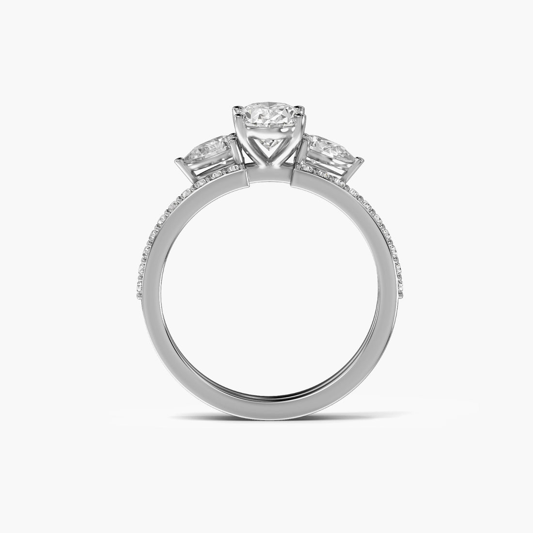 Regal Halo Trio Ring - Front View in White Gold - Diamond Ring by Moena