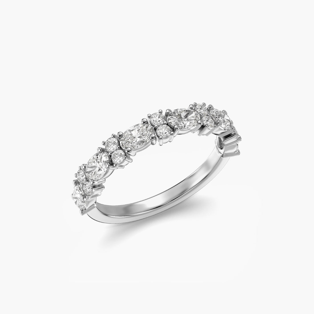 Sparkle Crown Band - 3D View in White Gold - Diamond Ring by Moena