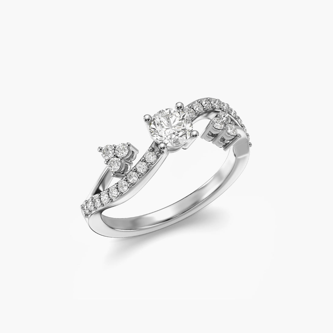 Whirl Bloom Ring - 3D View in White Gold - Diamond Ring by Moena
