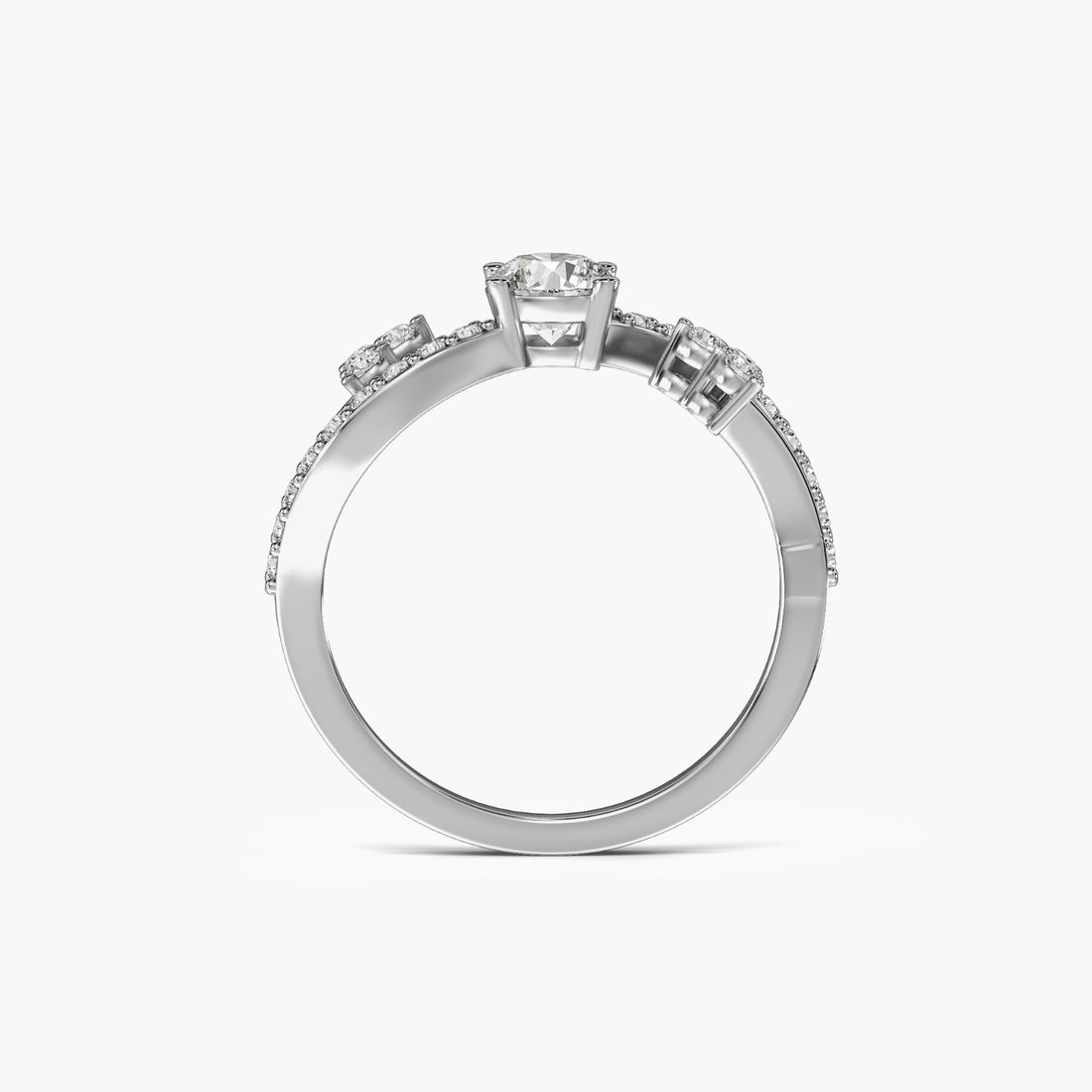 Whirl Bloom Ring - Front View in White Gold - Diamond Ring by Moena