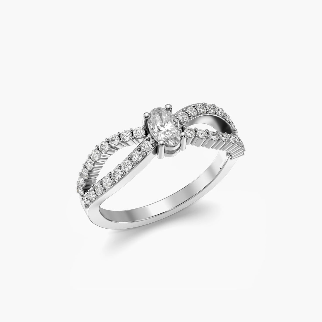 Infinity Sparkle Ring - 3D View in White Gold - Diamond Ring by Moena