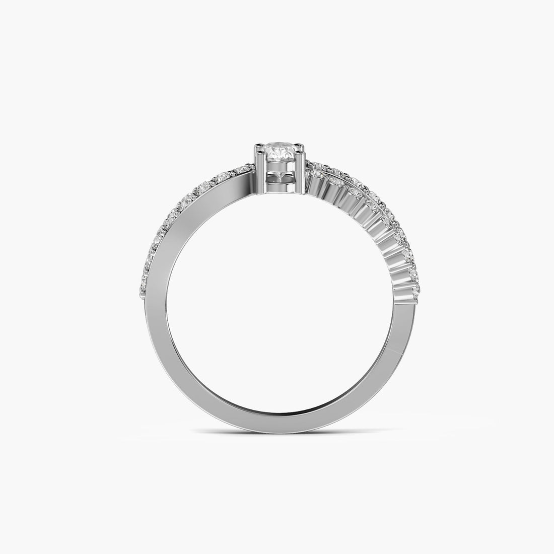 Infinity Sparkle Ring - Front View in White Gold - Diamond Ring by Moena
