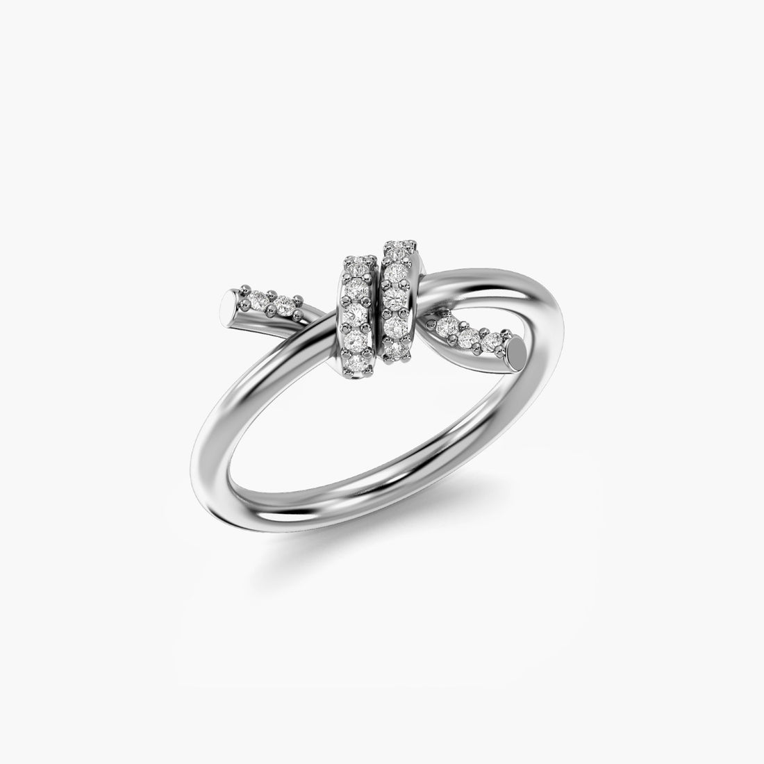 Love Knot Ring - 3D View in White Gold - Diamond Ring by Moena