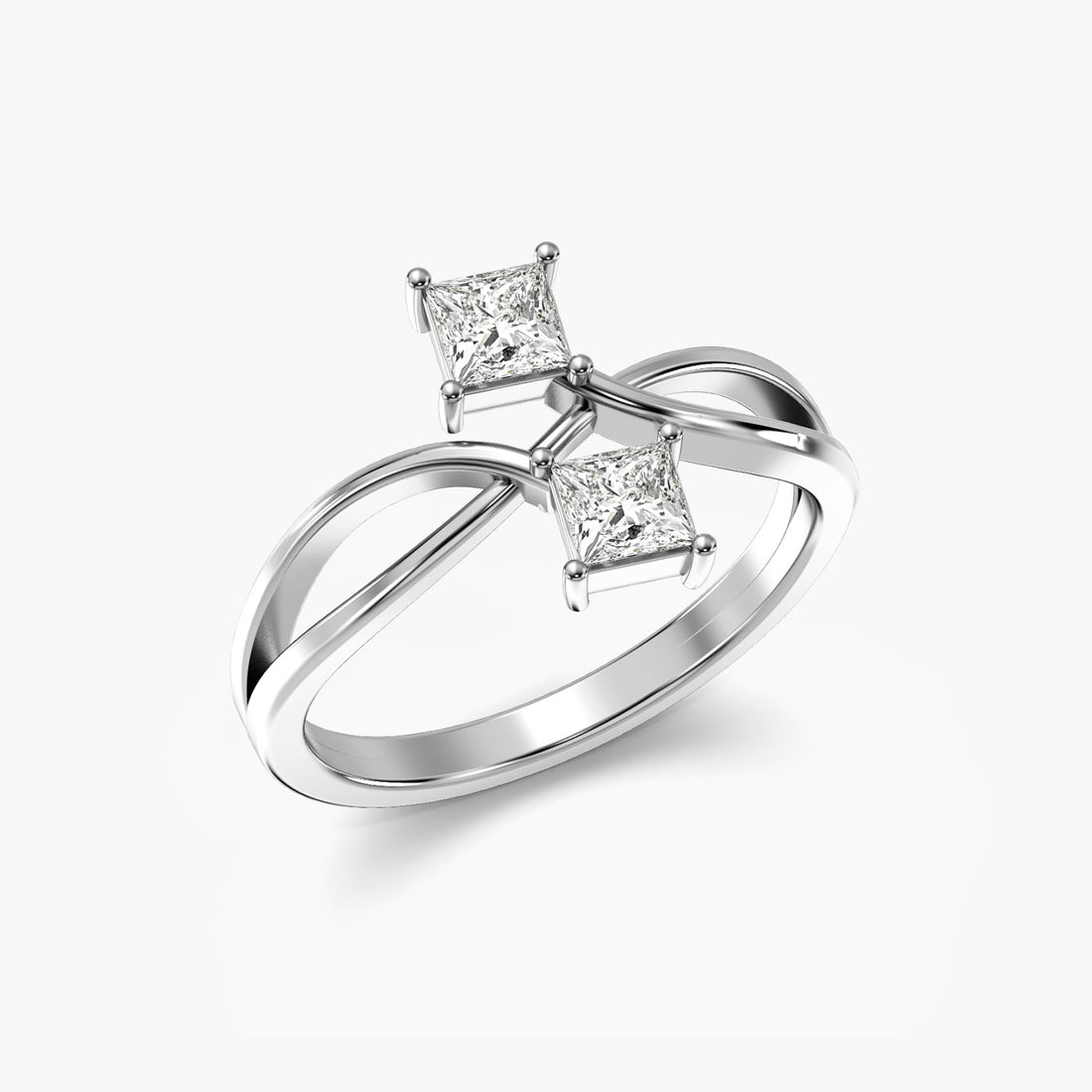 Twist of Elegance - 3D View in White Gold - Diamond Ring by Moena