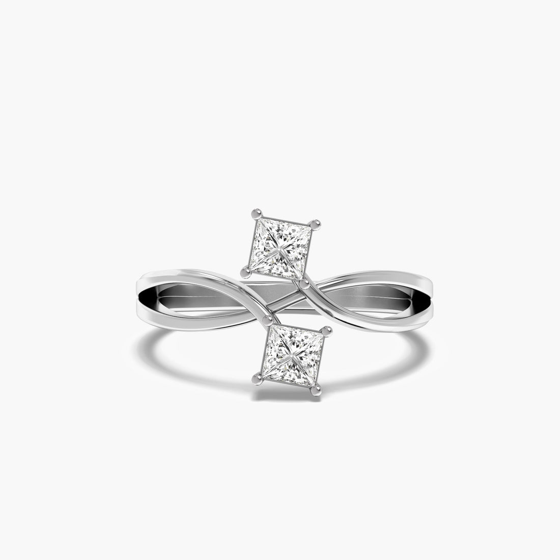 Twist of Elegance - Top View in White Gold - Diamond Ring by Moena