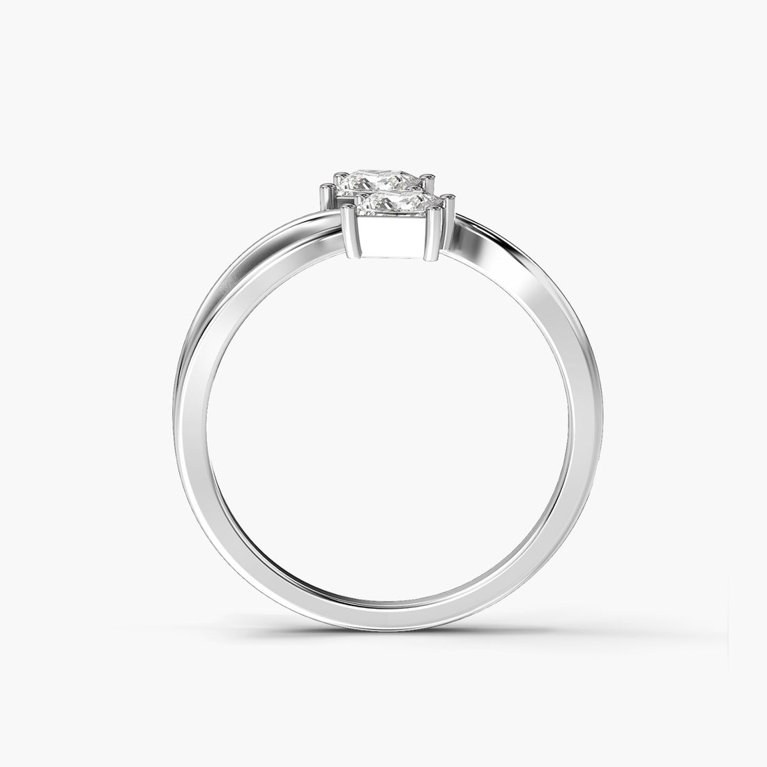 Twist of Elegance - Front View in White Gold - Diamond Ring by Moena
