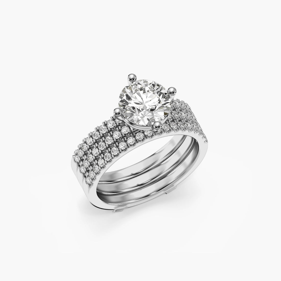 Radiant Stature - 3D View in White Gold - Radiant Diamond Ring by Moena