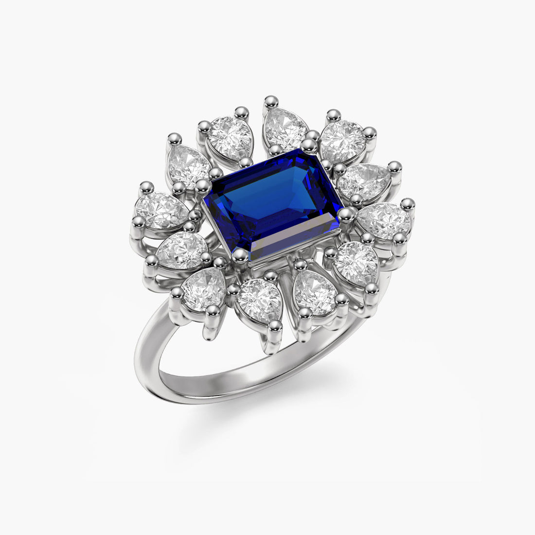 Aurora Bloom Ring - 3D View in White Gold - Diamond Ring by Moena