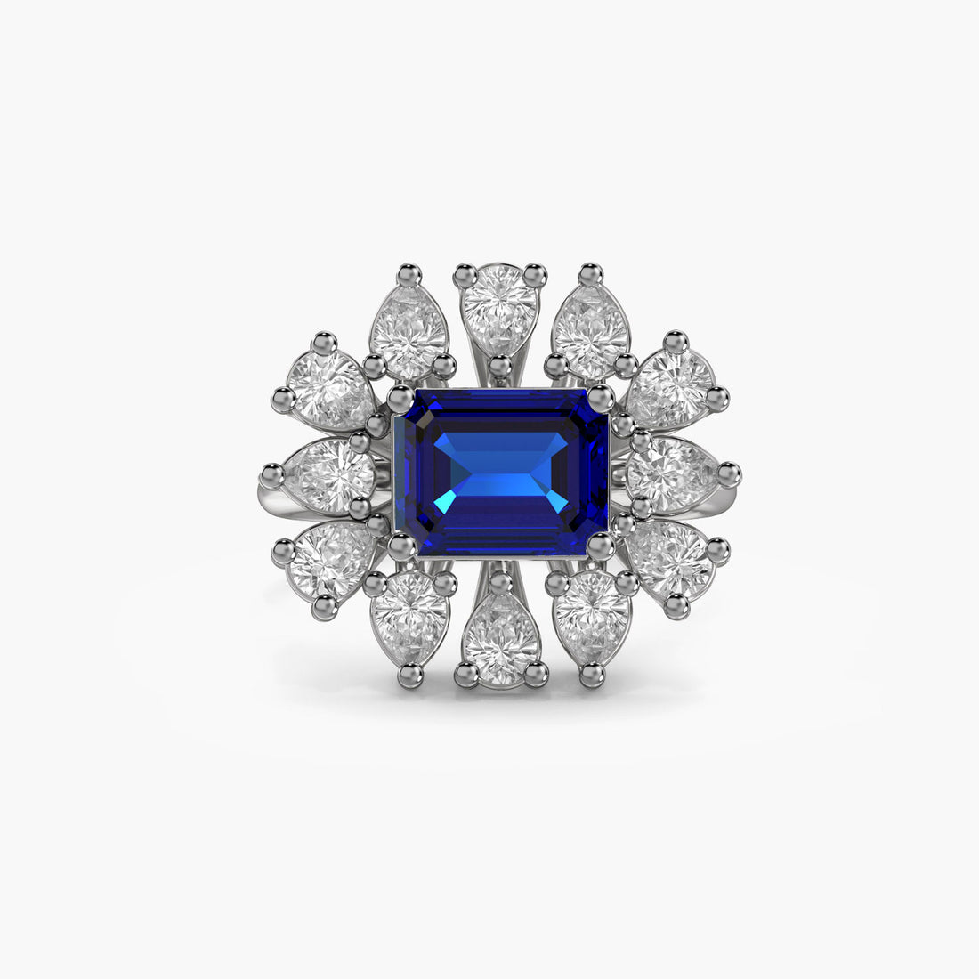 Aurora Bloom Ring - Top View in White Gold - Diamond Ring by Moena