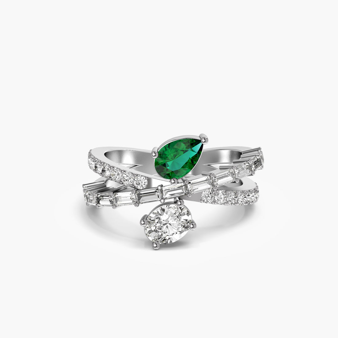 Luxe Fusion - Top View in White Gold - Diamond Ring by Moena