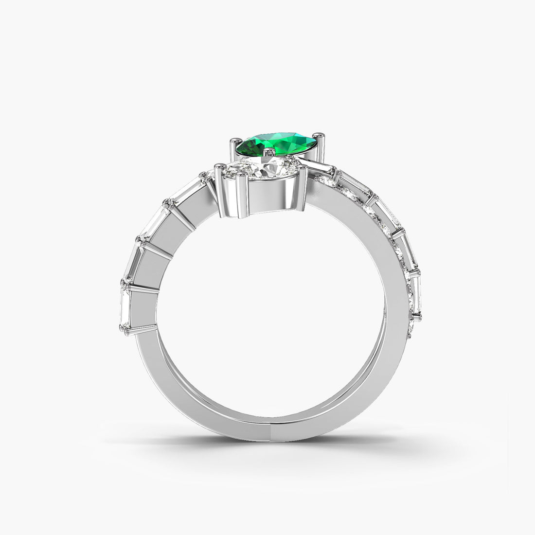 Luxe Fusion - Front View in White Gold - Diamond Ring by Moena