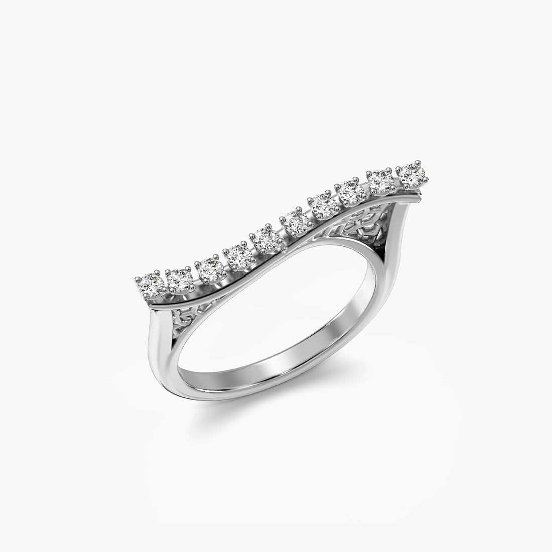 Diamond Horizon - 3D View in White Gold - Diamond Ring by Moena