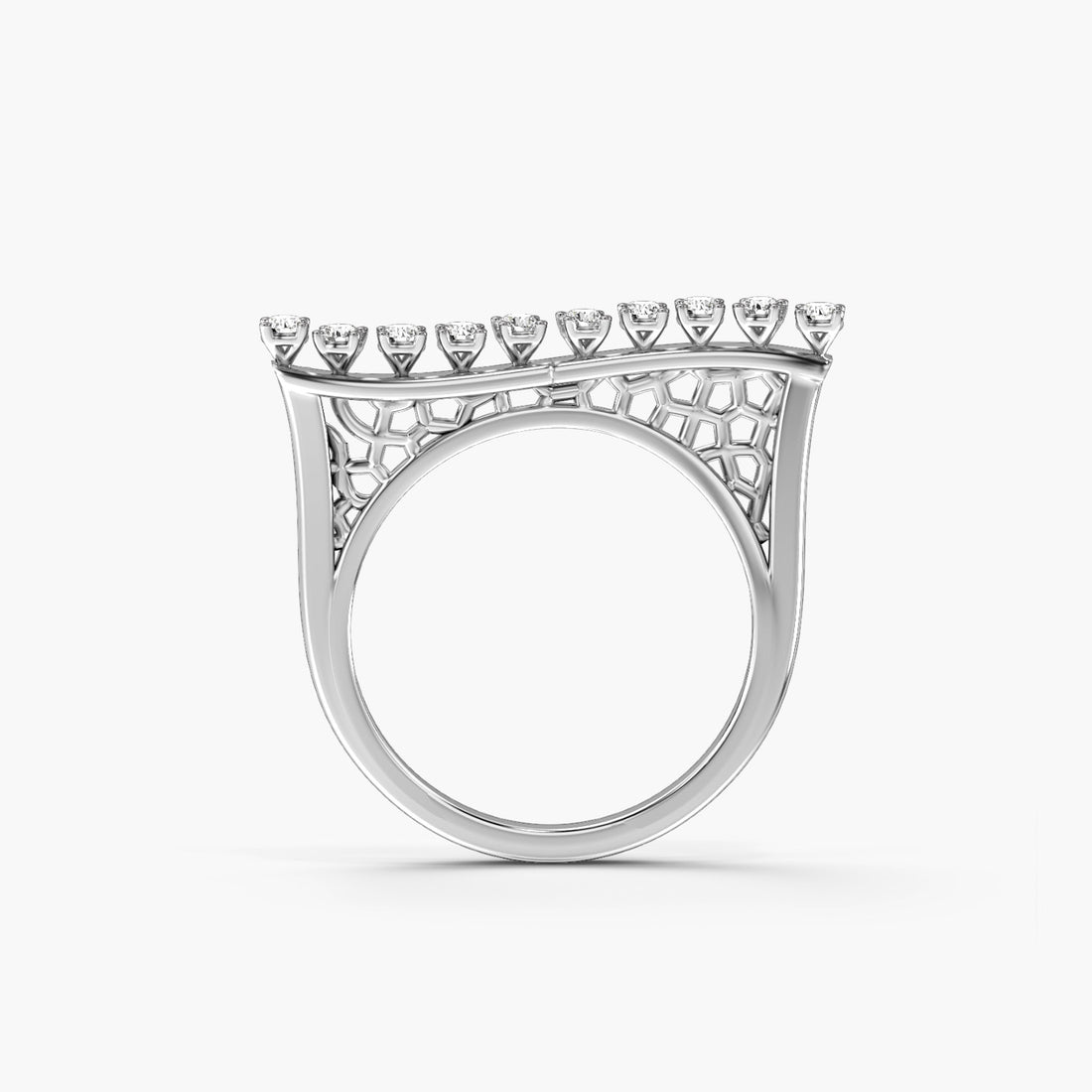 Diamond Horizon - Front View in White Gold - Diamond Ring by Moena