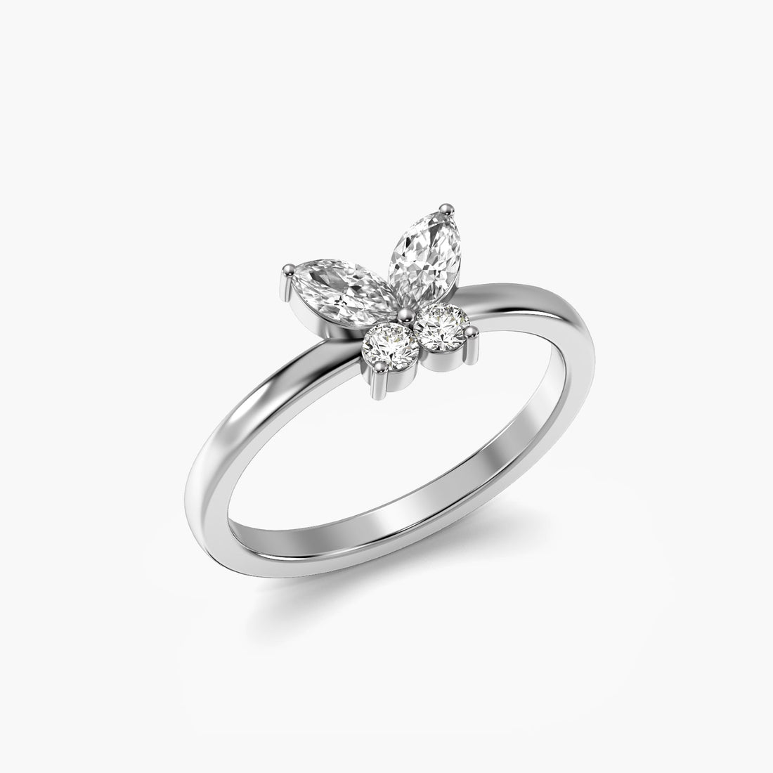 Wings of Light - 3D View in White Gold - Diamond Ring by Moena