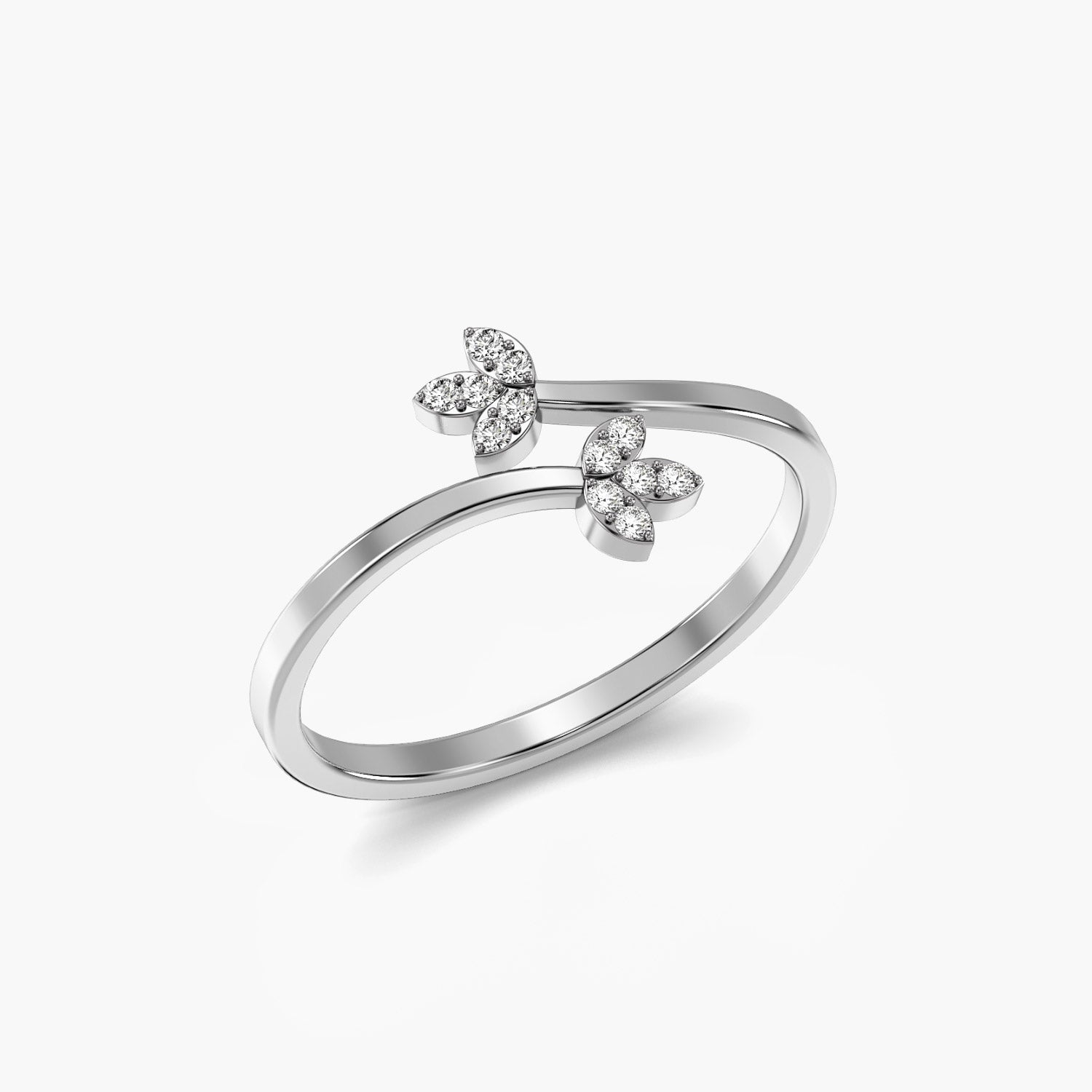 Leaf of Life - 3D View in White Gold - Diamond Ring by Moena