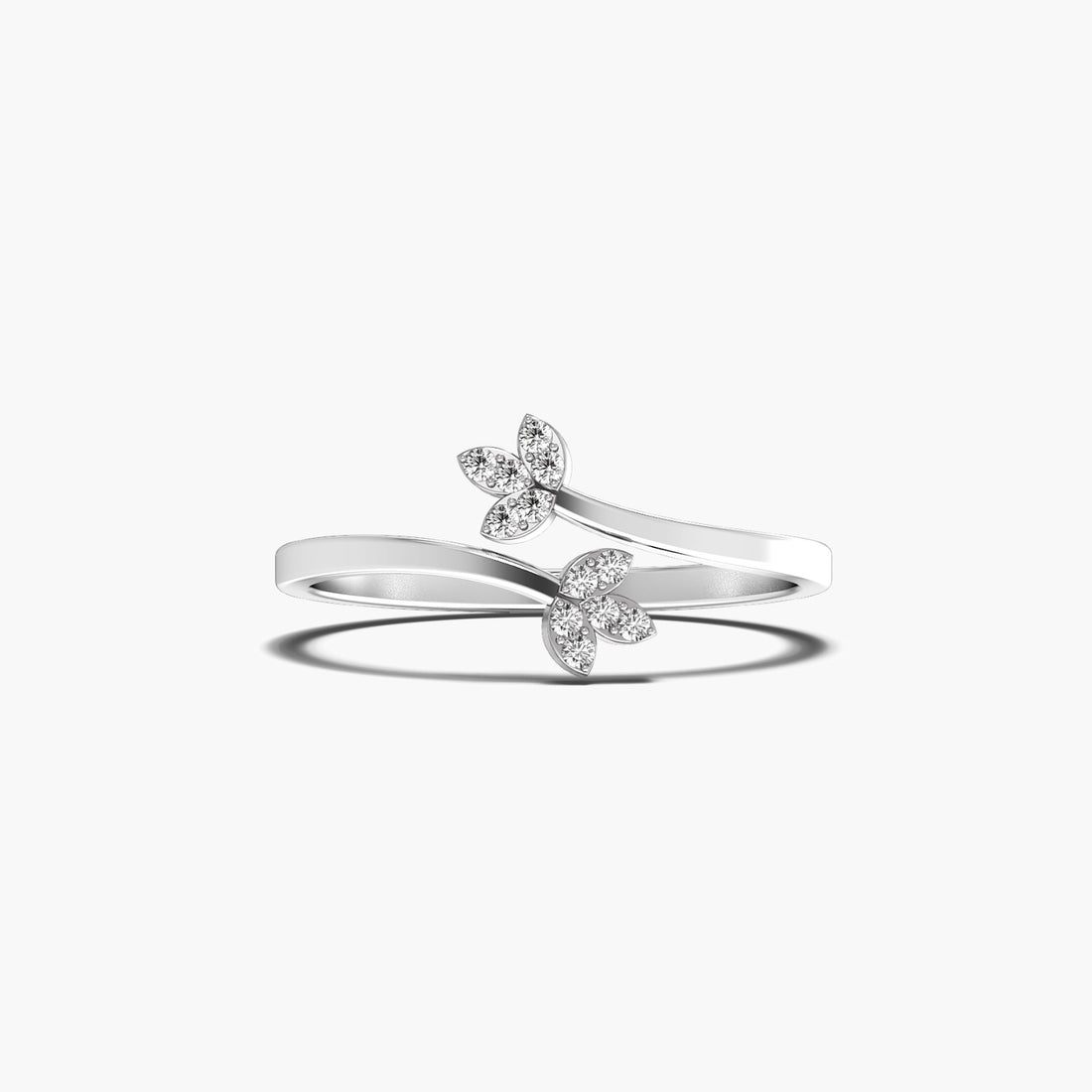 Leaf of Life - Top View in White Gold - Diamond Ring by Moena