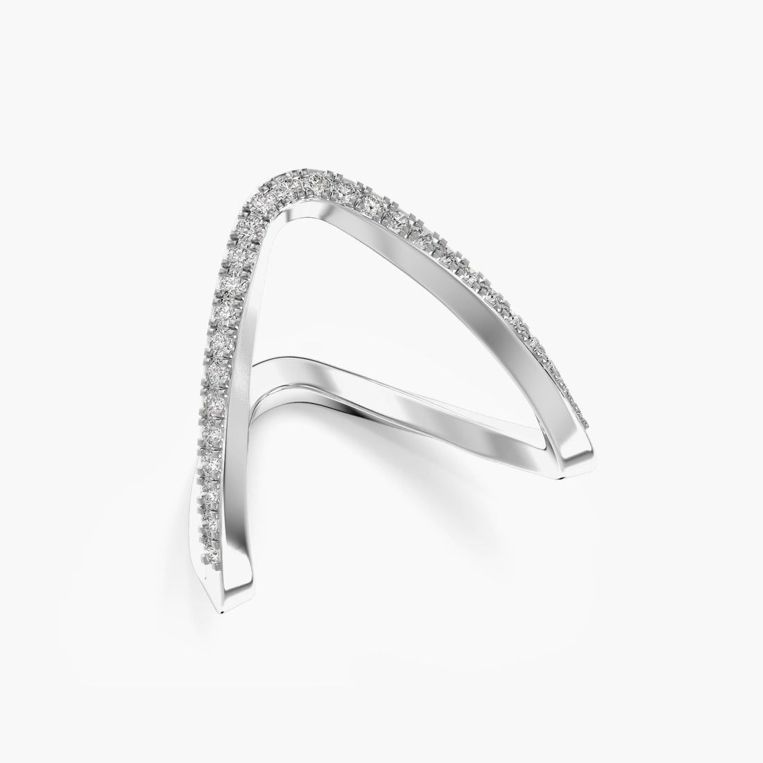 Chevron Lab-Grown Diamond Ring - 3D View in White Gold - Diamond Ring by Moena