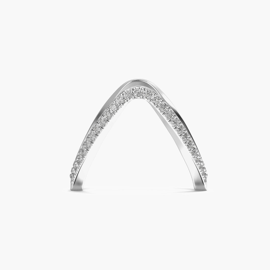 Chevron Lab-Grown Diamond Ring - Top View in White Gold - Diamond Ring by Moena