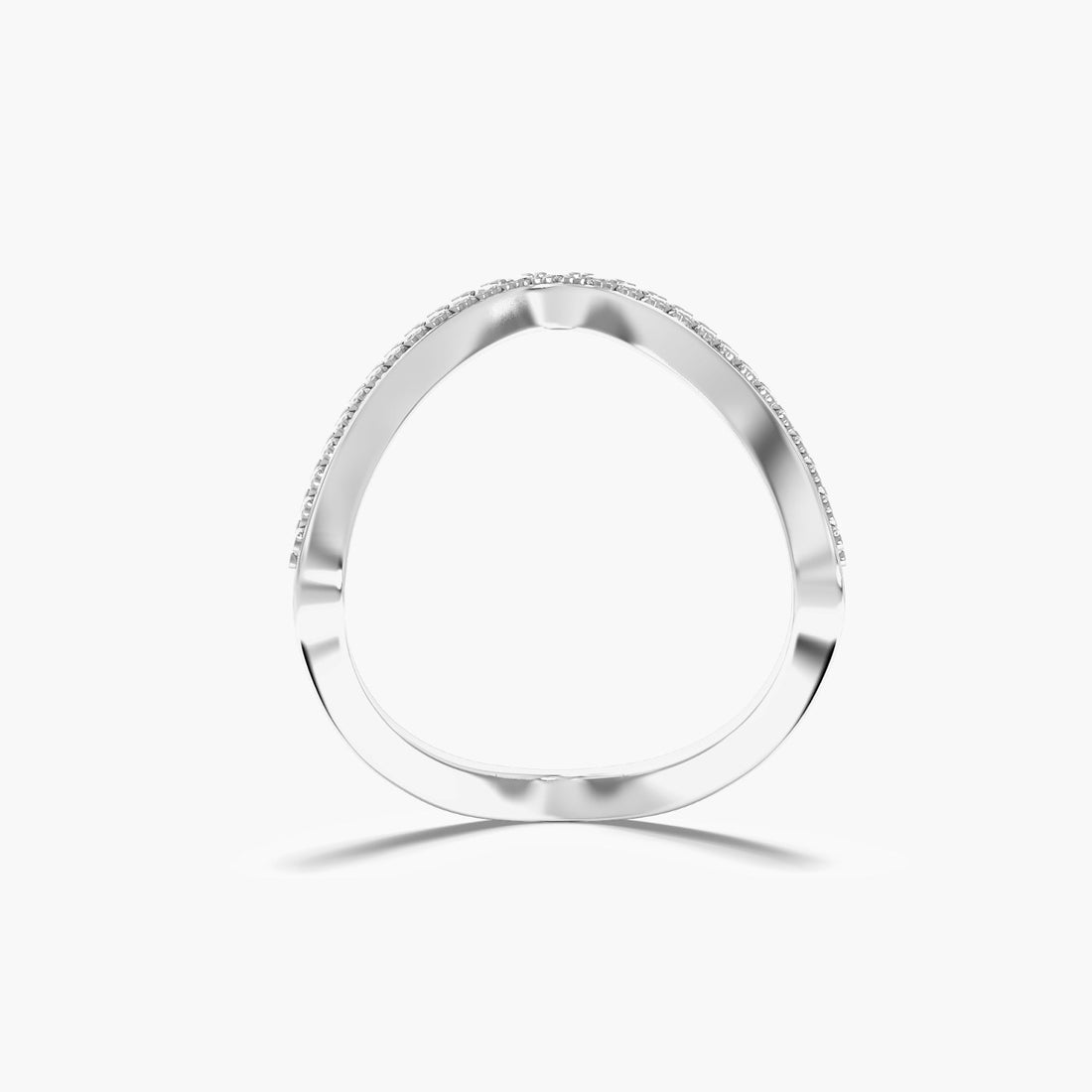 Chevron Lab-Grown Diamond Ring - Front View in White Gold - Diamond Ring by Moena