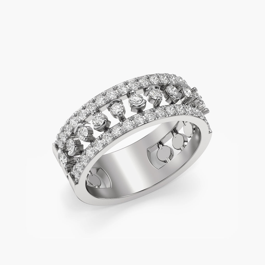 Celestial Cascade Band - 3D View in White Gold - Diamond Ring by Moena