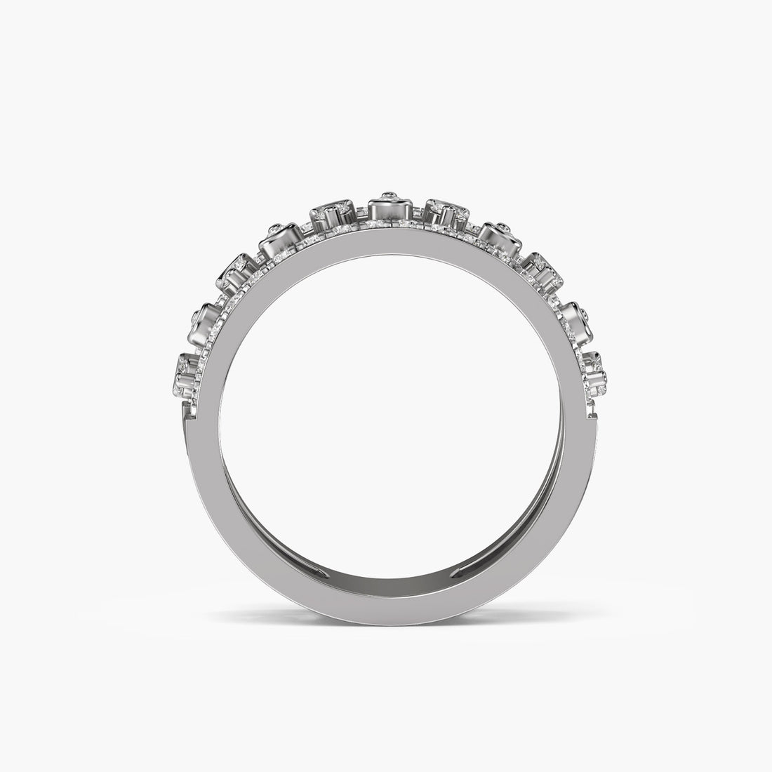 Celestial Cascade Band - Front View in White Gold - Diamond Ring by Moena