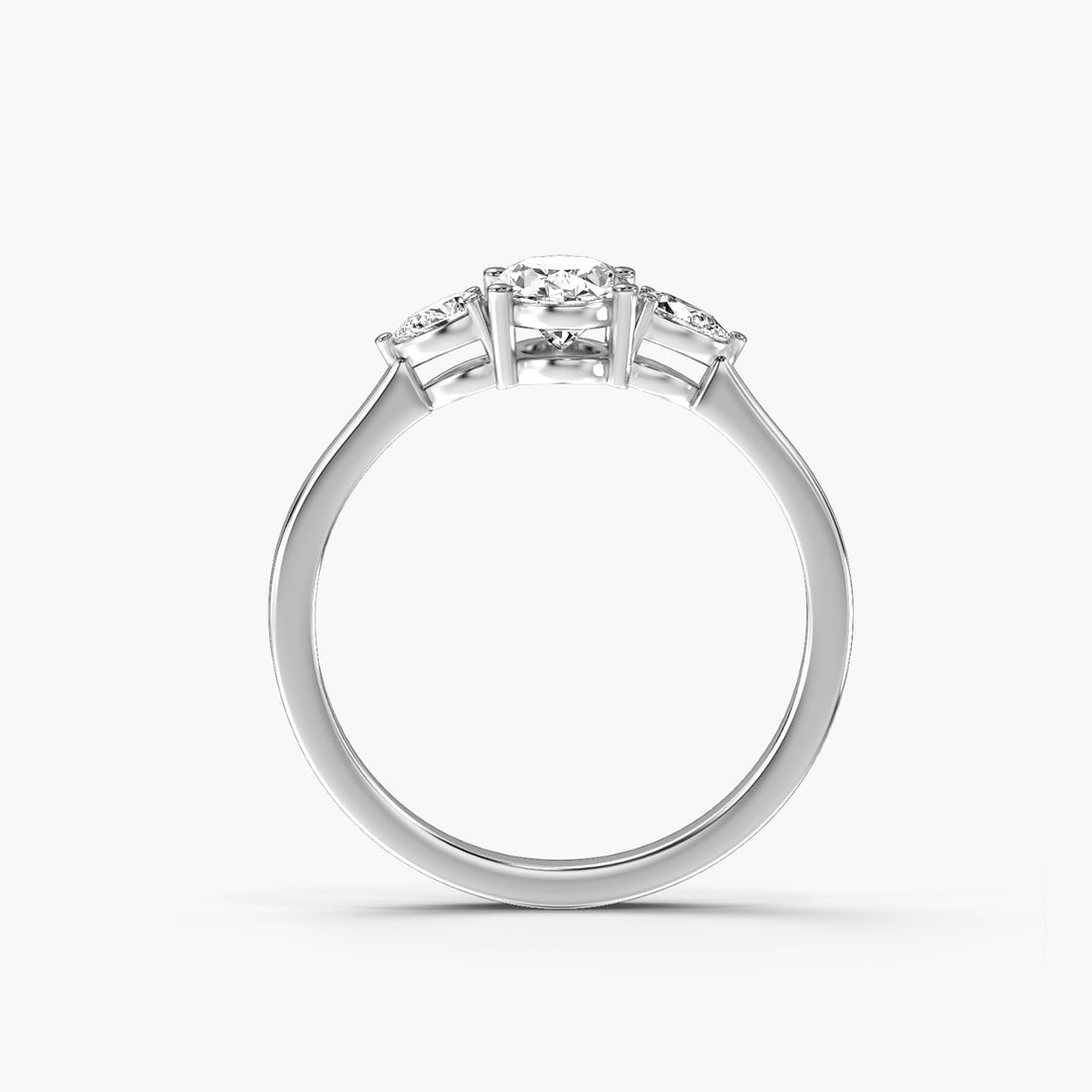 Opera 2 stoned ring - Front View in White Gold - Diamond Ring by Moena