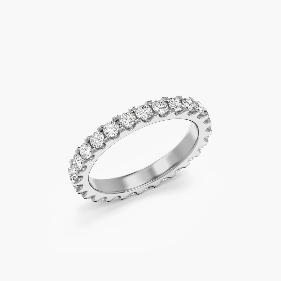 Lab-Grown Diamond Classic Eternity Band - 3D View in White Gold - Diamond Ring by Moena