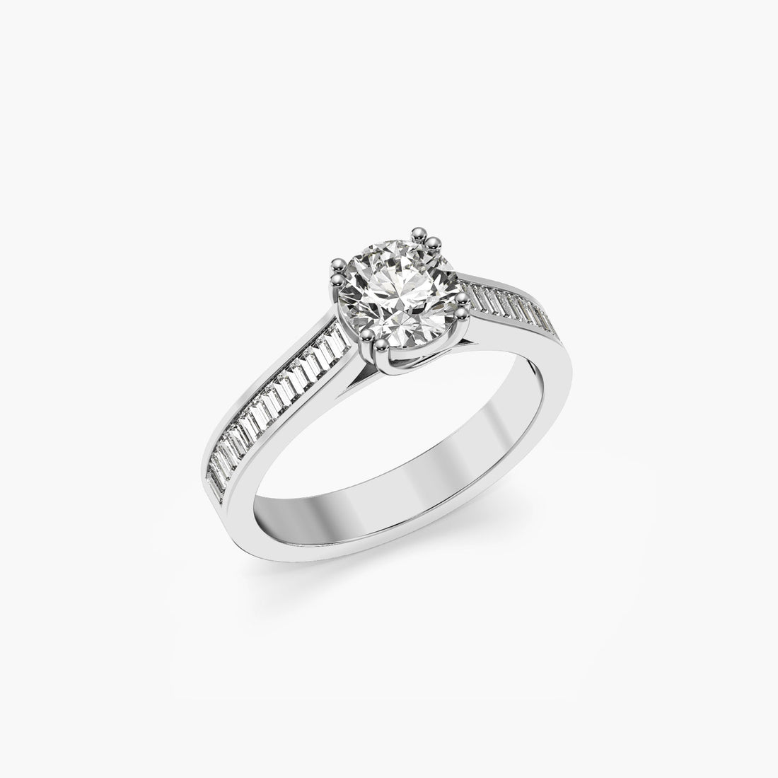 Radiant Grace - 3D View in White Gold - Radiant Diamond Ring by Moena