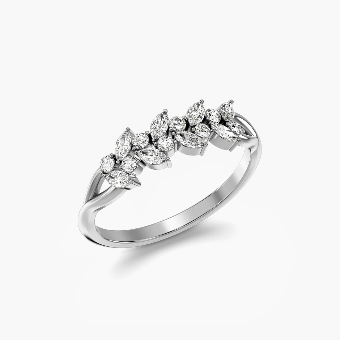 Dawn & Dusk - 3D View in White Gold - Diamond Ring by Moena