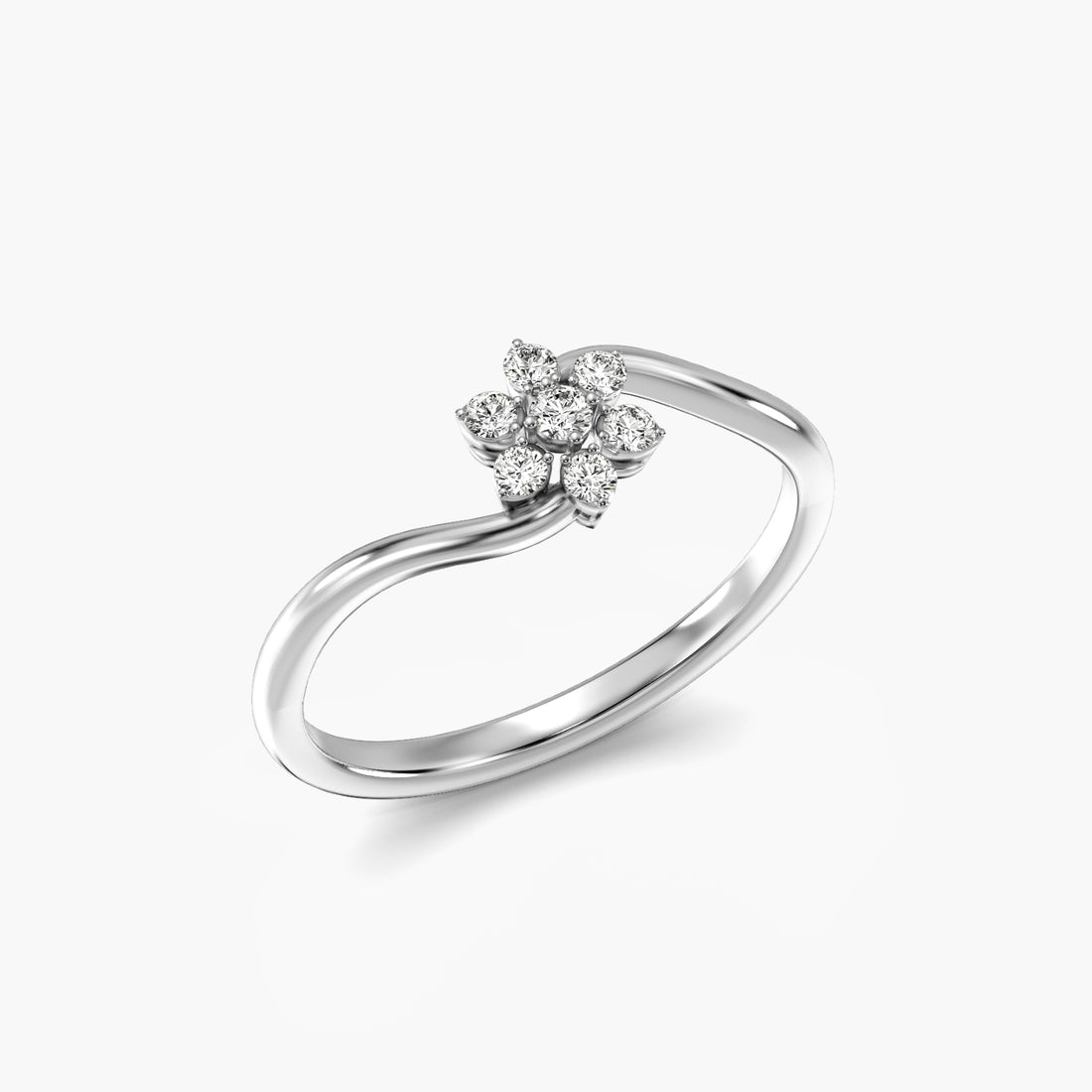 Pure Bloom - 3D View in White Gold - Diamond Ring by Moena