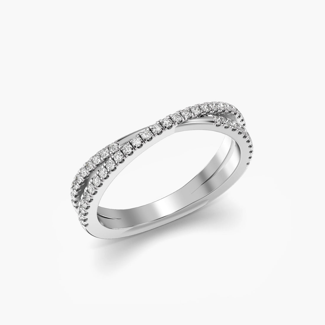 Crisscross Elegance Band - 3D View in White Gold - Diamond Ring by Moena