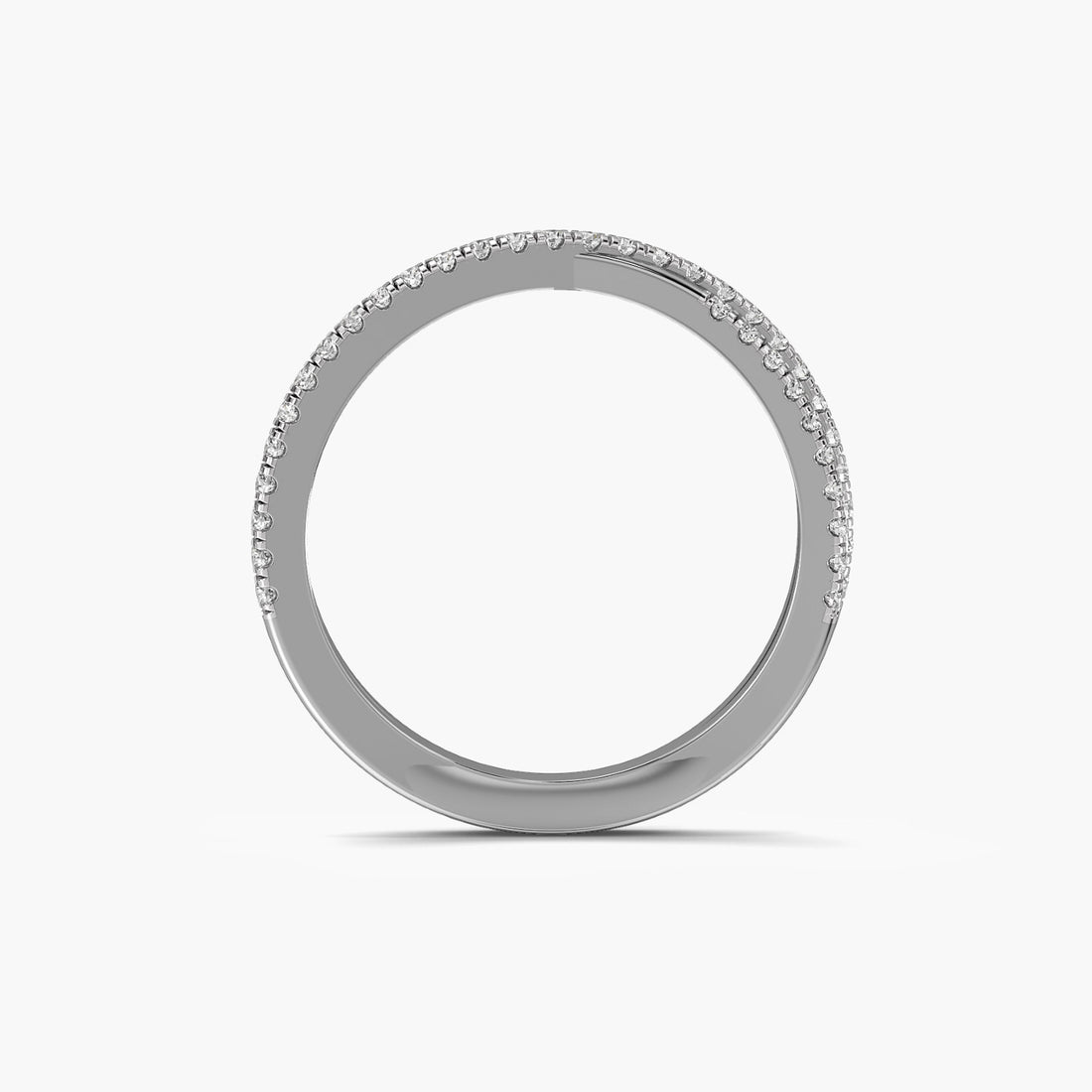 Crisscross Elegance Band - Front View in White Gold - Diamond Ring by Moena