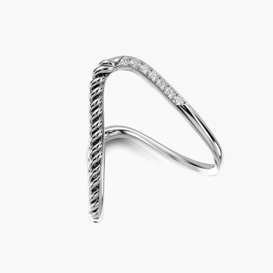 V-Serenity - 3D View in White Gold - Diamond Ring by Moena