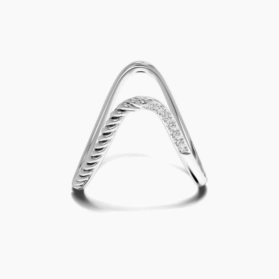 V-Serenity - Top View in White Gold - Diamond Ring by Moena