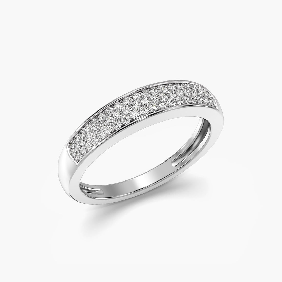 Radiant Pave Band - 3D View in White Gold - Radiant Diamond Ring by Moena