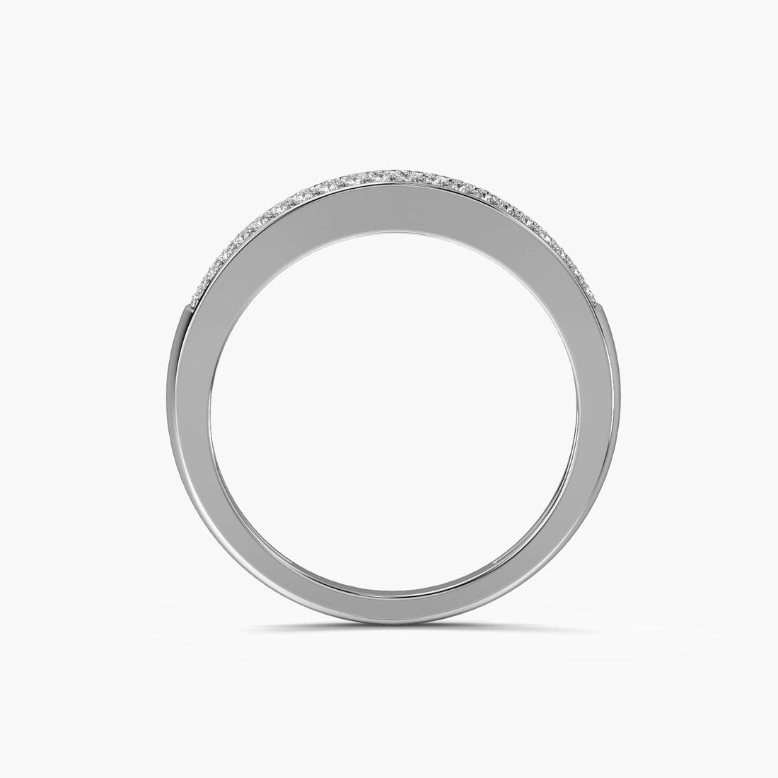 Radiant Pave Band - Front View in White Gold - Radiant Diamond Ring by Moena